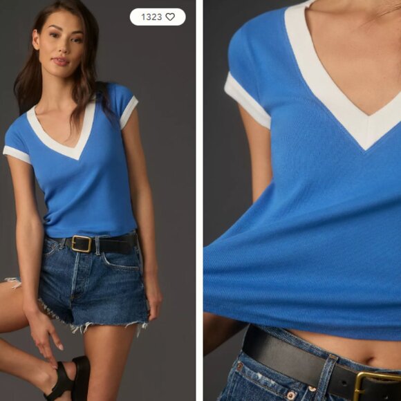 Pilcro Preppy V-neck T-shirt - Picture 2 of 7